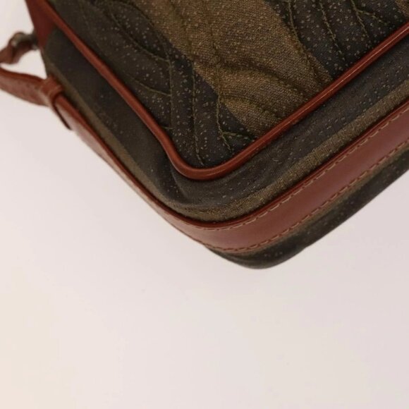 FENDI Pecan Canvas Shoulder Bag Coated Canvas Black Brown gold Auth 138323 - Picture 5 of 16